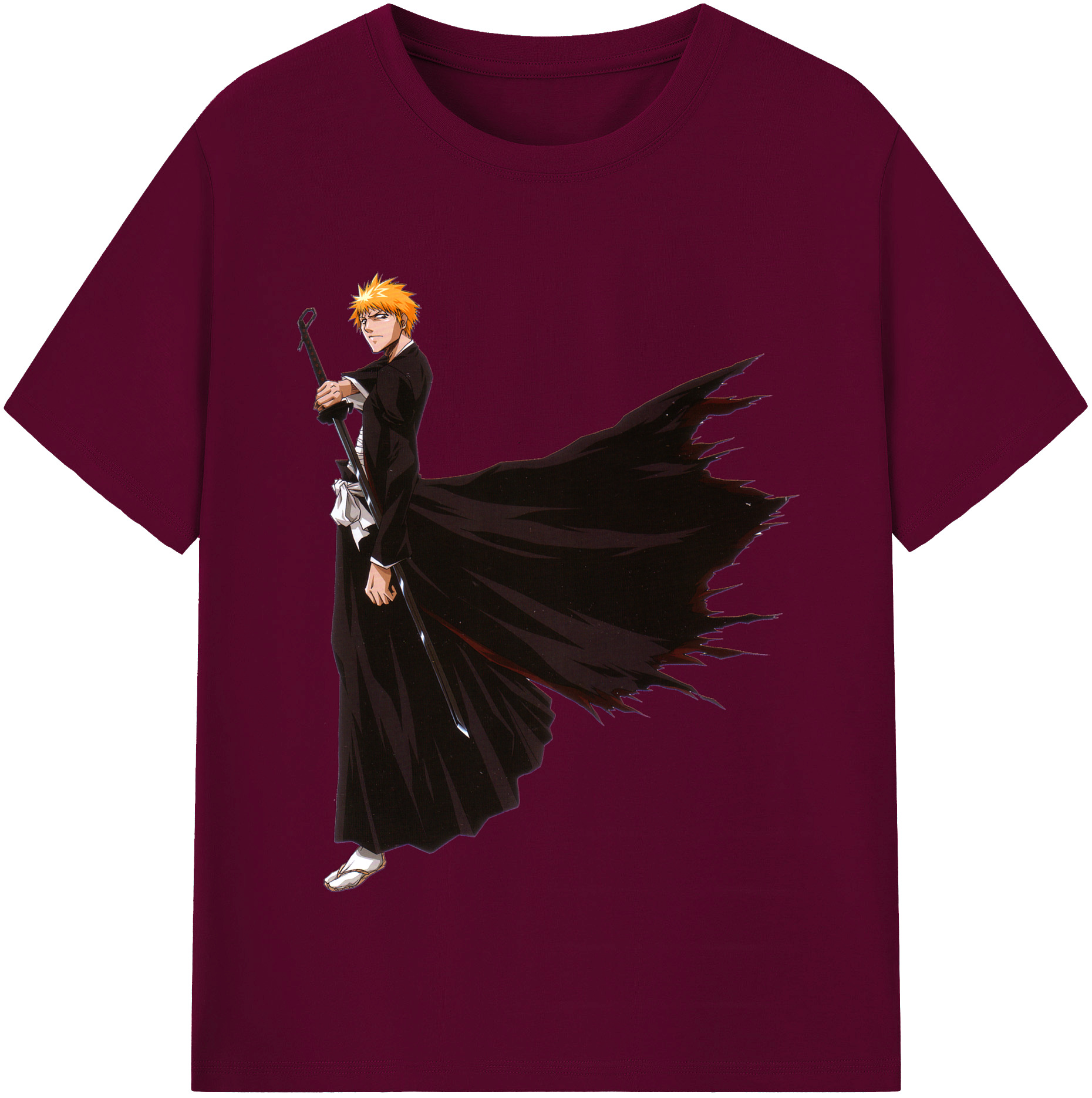 （画像用） ブリーチ 黒崎一護（くろさき いちご）BLEACH Kurosaki Ichigo レディースカジュアルプリントTシャツ（綿100％）